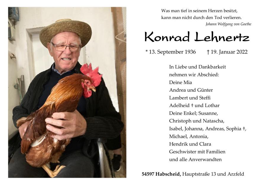 Lehnertz Konrad - Trauerkarte