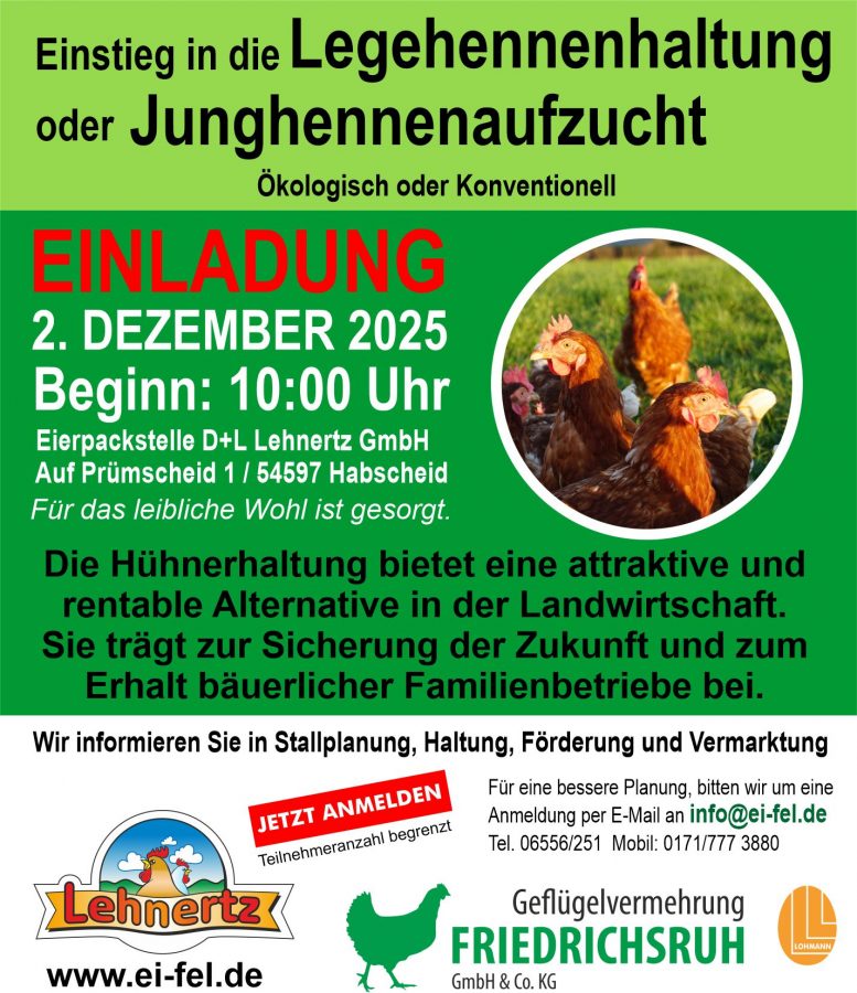 Anzeige Einstieg in die Legehennenhaltung. Einstieg in die Legehennen-Haltung oder Junghennen-Aufzucht