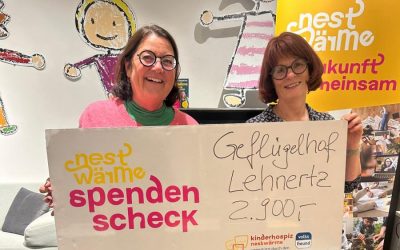 Doris Lehnertz überreichte der Gründerin von Nestwärme, Petra Moske, einen Scheck in Höhe von 2900 Euro.