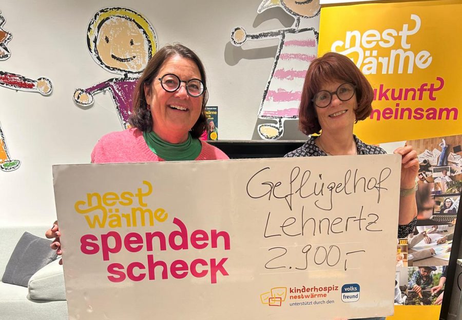 Doris Lehnertz überreichte der Gründerin von Nestwärme, Petra Moske, einen Scheck in Höhe von 2900 Euro.